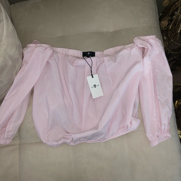 NWT 7 for all mankind off the shoulder shirt XS - Picture 4 of 8
